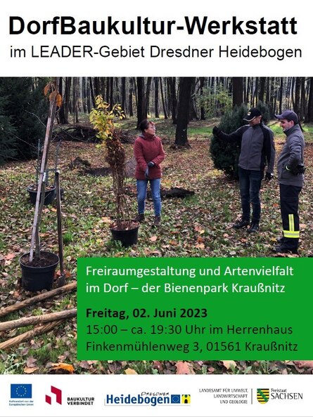 Einladungs-Flyer zur DorfBauKultur-Werkstatt in Kraußnitz